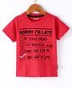Fido Single Jersey Half Sleeves T-Shirt Text Print - Red