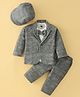 Robo Fry Full Sleeves Party T-Shirt & Trouser Set with Blazer Bow Applique & Hat - Olive Green