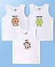Doodle Poodle 100% Cotton Sleeveless Animal Print Vests Pack Of 3 - White
