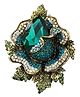 SYGA Brooch Pin Fashion Crystal Rhinestone Jewellery Pin Vintage Accessories Decoration Clothing Bouquet Brooches for Bridal Women Girl (GREEN ROSE GREEN)
