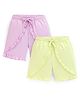 Honeyhap Premium  100% Cotton Single Jersey Knit Shorts  with Bio Finish Solid Colour Pack of 2 - Luminary Green & Pink Tulle