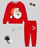 KUCHIPOO Full Sleeves Santa Printed Winter Wear Sweatshirt and Joggers Set  - Red