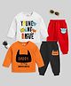 KUCHIPOO Cotton Pack Of 2 Full Sleeves Animals & Typography Printed Cotton Tee With Joggers - Multi Colour