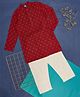 YU by Pantaloons Full Sleeves Abstract Design  Kurta Pyjama Set - Red