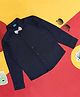 YU by Pantaloons Full Sleeves Solid Shirt With Bow - Navy Blue