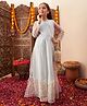 Cherry & Jerry Full Sleeves Sequin Embellished & Flower Embroidered Gown - Blue