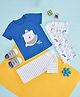 YU by Pantaloons Pack Of 3 Half Sleeves Striped & Dinosaur Printed Tees - Blue