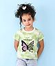 NUSYL Half Sleeves Tie Dye Effect & Butterfly Printed Tee - Green
