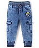 Babyhug Denim Full Length With Stretch Joggers - Blue