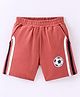 Taeko Single Jersey Above Knee Length Shorts with Football Patch - Red