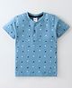 Taeko Single Jersey Half Sleeves Birdy Printed T-Shirt - Blue