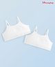 Honeyhap Premium Cotton Elastane Sleeveless Bralettes With Bio Finish Solid Colour Pack of 2 - White