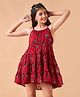 Cherry & Jerry Sleeveless Flower Printed Tiered Dress - Red
