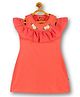 3PIN Cold Shoulder Floral Printed & Embroidered Flared Dress - Cayenne Red