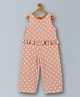 3PIN Sleeveless Polka Dots Printed Jumpsuit - Peach