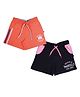 3PIN Pack Of 2 Text Printed Shorts - Coral & Black
