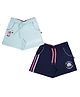3PIN Pack Of 2 Floral & I Am Really A Mermaid Text Printed Shorts - Sky & Navy Blue