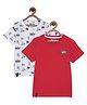 3PIN Pack Of 2 Half Sleeves London Theme Printed Cotton Jersey Tees - Grey & Red