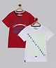 3PIN Pack Of 2 Half Sleeves Summer Holiday Text Printed Tees - Red & White
