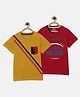 3PIN Pack Of 2 Half Sleeves Summer Holiday Text Printed Tees - Red & Yellow