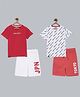 3PIN Pack Of 2 Half Sleeves Speed Text Printed Tees With Shorts - Red White & Peach
