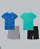 3PIN Pack Of 2 Half Sleeves Guitar Printed Tees With Shorts - Blue  & Grey