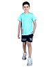 3PIN Half Sleeves Tropical Paradise Text Printed Tee With Shorts - Bermuda Blue