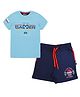 3PIN Half Sleeves Gamer Text & Basketball Net Printed Tee With Shorts - Sky & Navy Blue