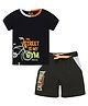 3PIN Cotton Lycra Half Sleeves Bicycle Printed Comfortable Breathable Tee & Shorts Set - Black & Grey