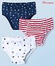 Honeyhap Premium Cotton Knit With Bio Finish Briefs Striped & Star Print Pack Of 3 - Grey Melange  High Risk Red & Navy Peony