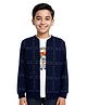 CAVIO Cotton Knit Full Sleeves Checked Zipper Jacket With Tee - Navy Blue