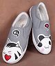 Imagino Cat Detailed  Hand Painted Slip On  Shoes -  Grey