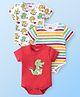 Babyhug 100% Cotton Knit Half Sleeves Onesies Striped & Crocodile Print Pack of 3  - Multicolour