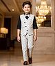 Robo Fry Cotton Woven Full Sleeves Checkered 3 Piece Party Suit with Bow & Waist Coat - Light Grey