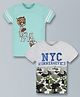 Plum Tree Pack Of 2 Half Sleeves Alien & Camouflage Printed Tees - Grey Melange & Aqua Blue