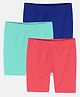 Kiddopanti Pack Of 3 Solid Cycling Shorts - Coral Royal & Aqua Blue