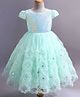 Mark & Mia Woven Half Sleeves Party Frock with Sequins Detailing - Sea Green