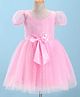 Mark & Mia Half Sleeves Party Frock With Bow Applique - Pink