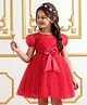 Mark & Mia Half Sleeves Party Frock With Bow Applique - Red