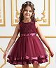 Mark & Mia Sleeveless Frock With Floral Embroidery - Maroon