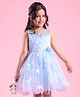 Mark & Mia Woven Sleeveless Party Frock with Star Embroidery & Lace Detailing & Floral Applique - Blue
