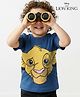 Babyhug Disney Cotton Half Sleeves T-Shirt With Front and Back Lion King Graphics - Navy