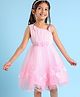 Babyhug Woven Sleeveless Party Dress with Floral Corsage & Embroidery - Light Pink
