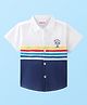 Babyhug Cotton Woven Half Sleeves Solid Color Shirt - White & Navy Blue