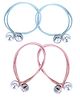 Jewelz Set Of 4 Beads Embellished Rubber Bands -  Pink & Blue