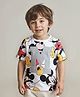 Babyhug Disney Cotton Half Sleeves T-Shirt With All Over Mickey Mouse Print - Grey