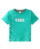 ToffyHouse Cotton Knit Half Sleeves T-Shirt with Colour Splash & Text Print-  Teal