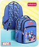 Babyhug Marvel Avengers Captain America School Backpack with Pencil Pouch|2 Main Compartments, 2 Front Pockets, 2 side Bottle Pockets|Water Resistant|Long lasting and Durable Zippers | Comfortable back cushioning | For School, Travel and Outdoors|Blu