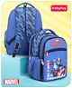 Babyhug Marvel Avengers Captain America School Backpack with Pencil Pouch|2 Main Compartments, 2 Front Pockets, 2 side Bottle Pockets|Water Resistant|Long lasting and Durable Zippers | Comfortable back cushioning | For School, Travel and Outdoors|Blu