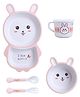 AKN TOYS RABBIT Design 5 Pieces Set Bamboo Kids Dinnerware Set Children Dishes Food Plate Bowl Mug Spoon Fork Set-(COLOUR MAY VARY)